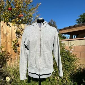 2000s Y2K Grey and White Zip Up Jacket with Fleece Inside